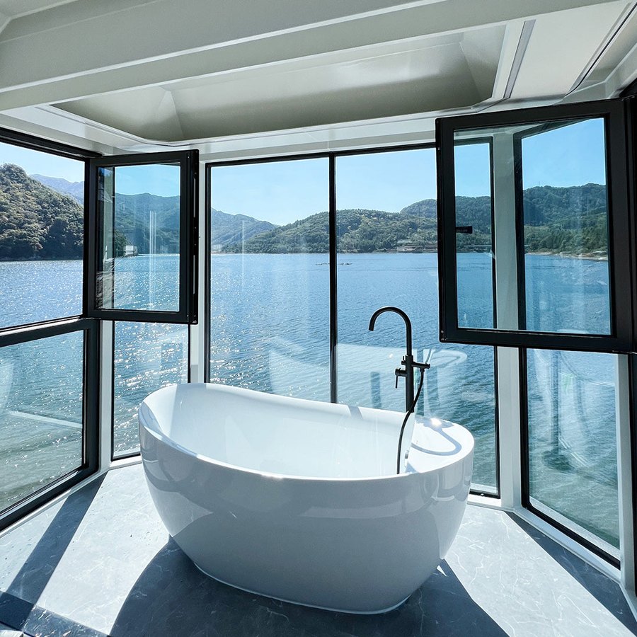 Kitchen, bedroom and bathroom details.