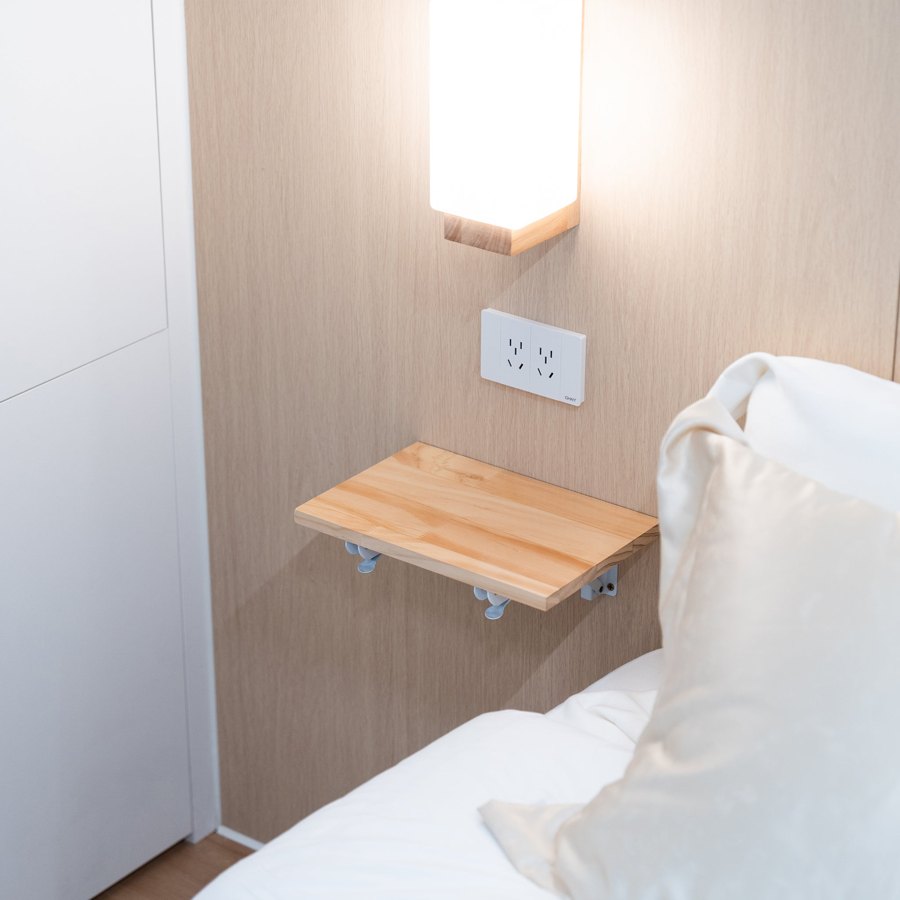 Kitchen, bedroom and bathroom details.
