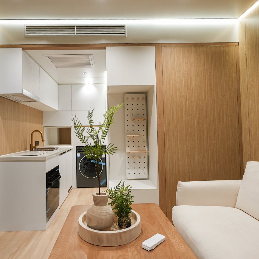 Kitchen, bedroom and bathroom details.